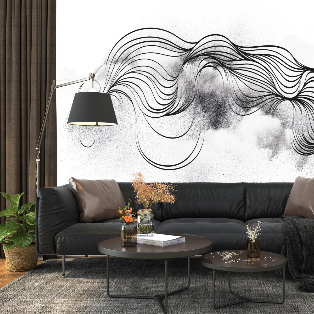 Тюль с рисунком абстракция