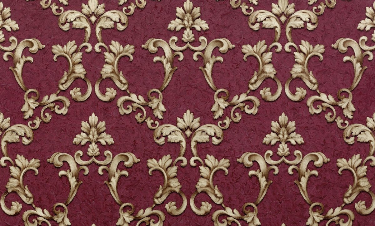 Обои бордовые с золотом для стен