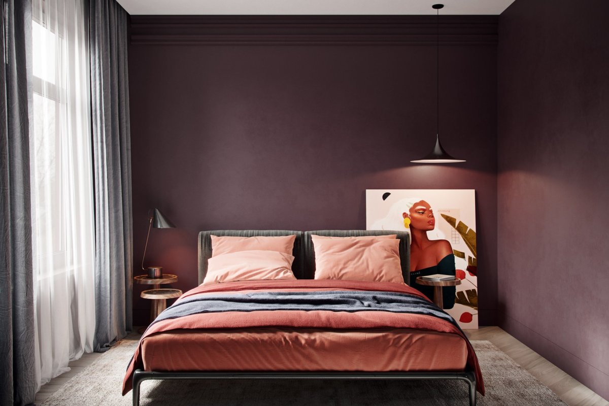Спальня в терракотовых тонах