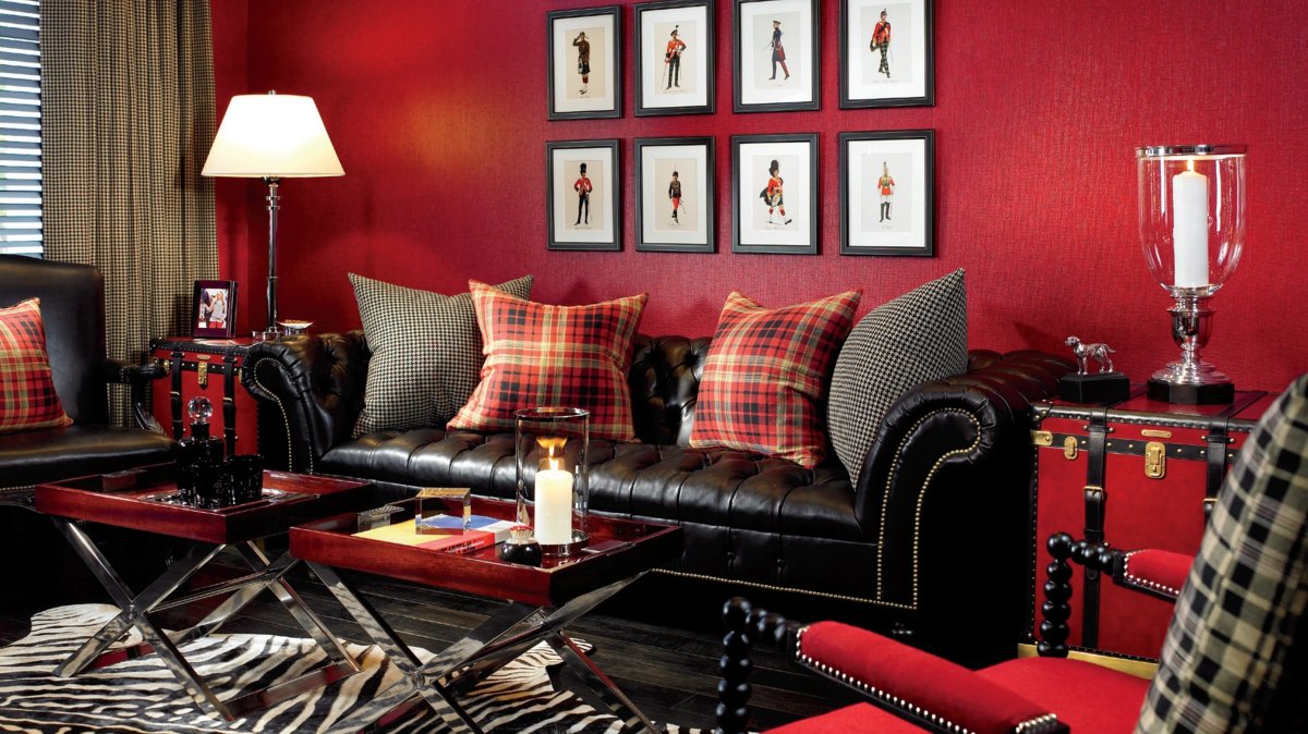 Бордовые стены в интерьере