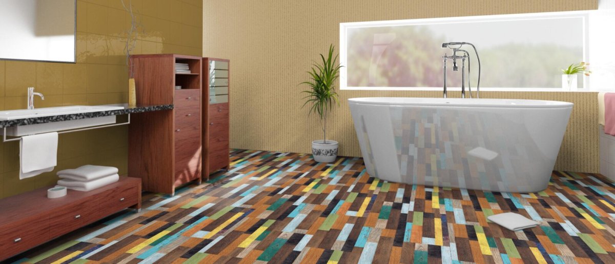 Пробковый пол в ванной комнате