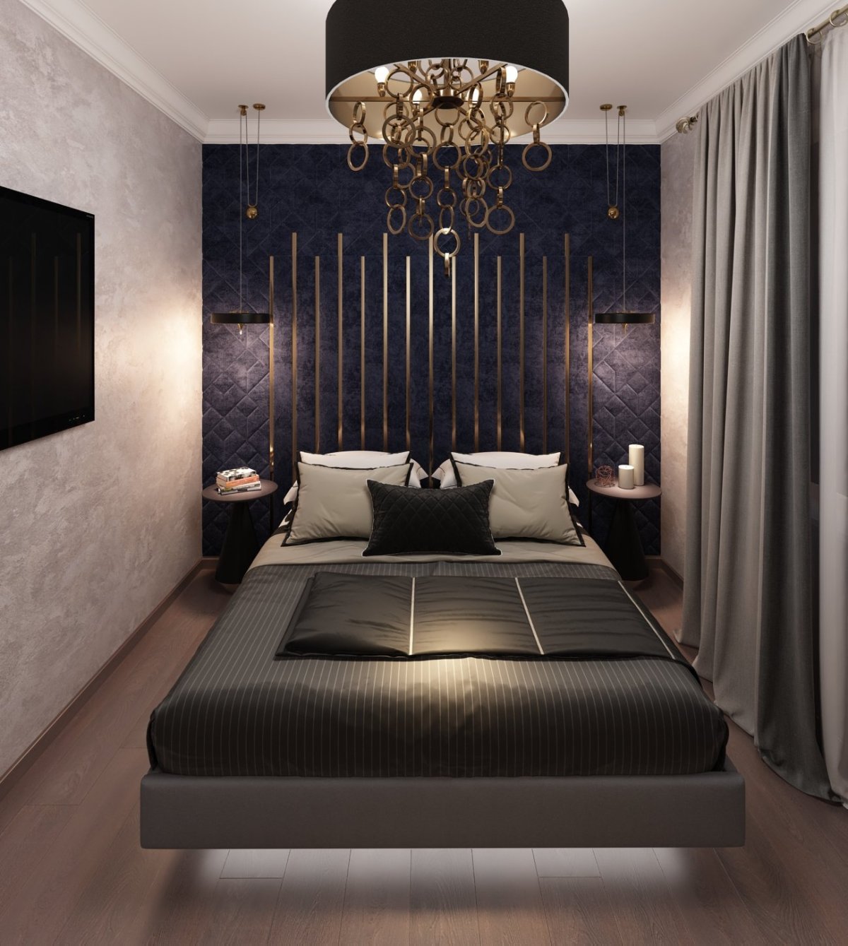 Спальня в темных тонах