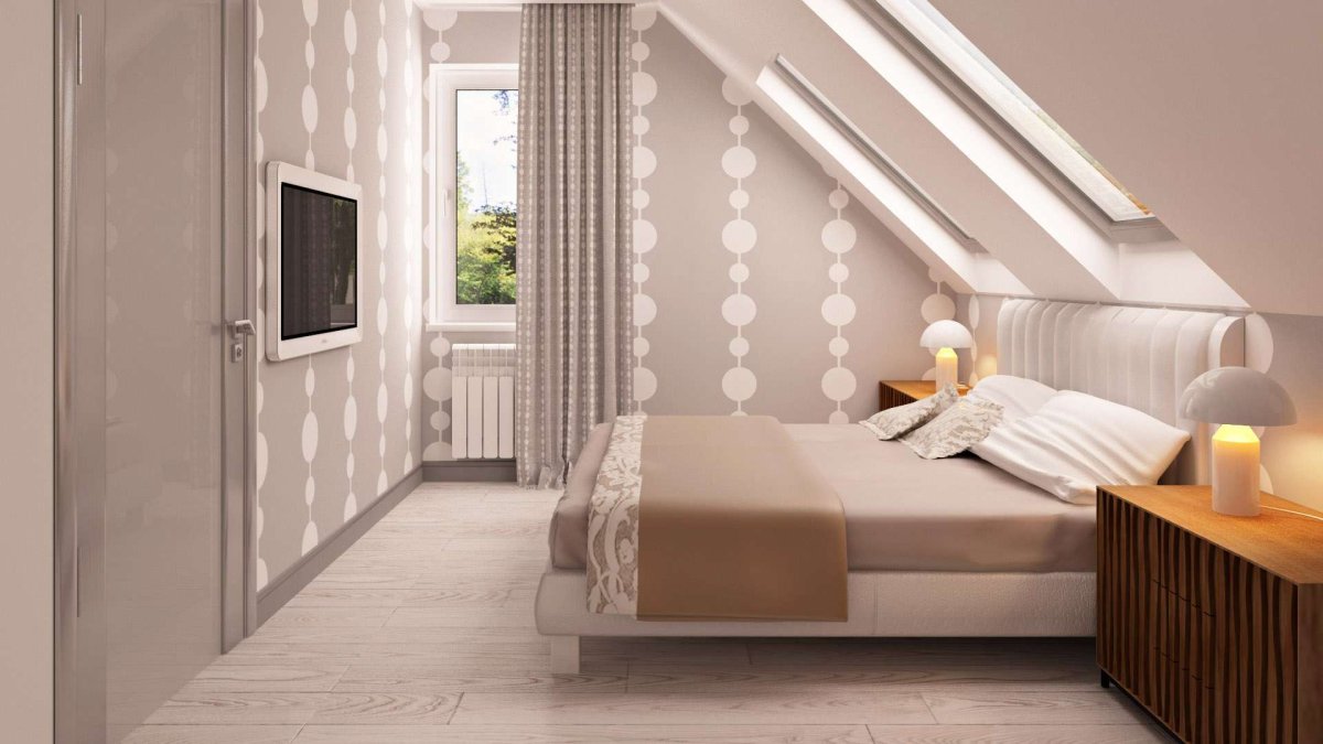 Современная спальня на мансарде