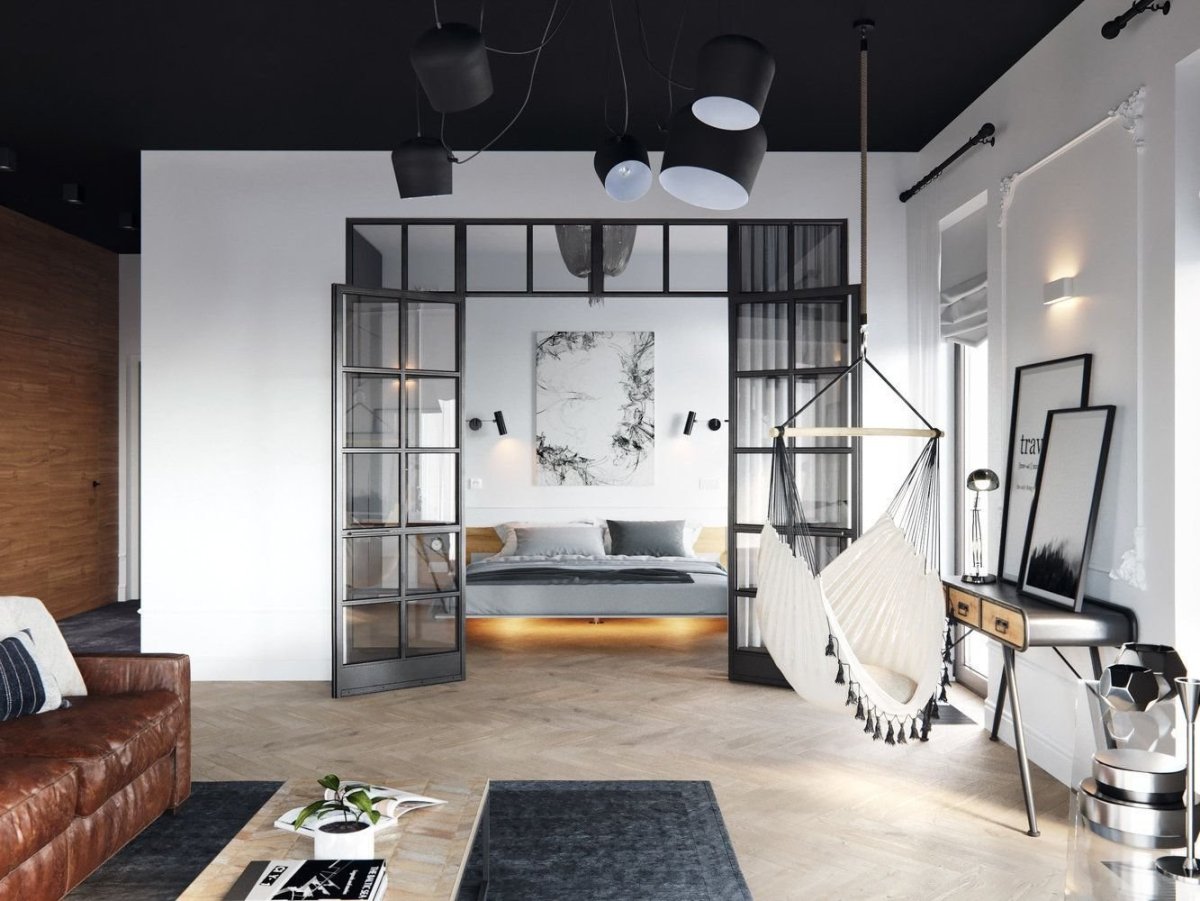 Спальня гостиная в стиле лофт