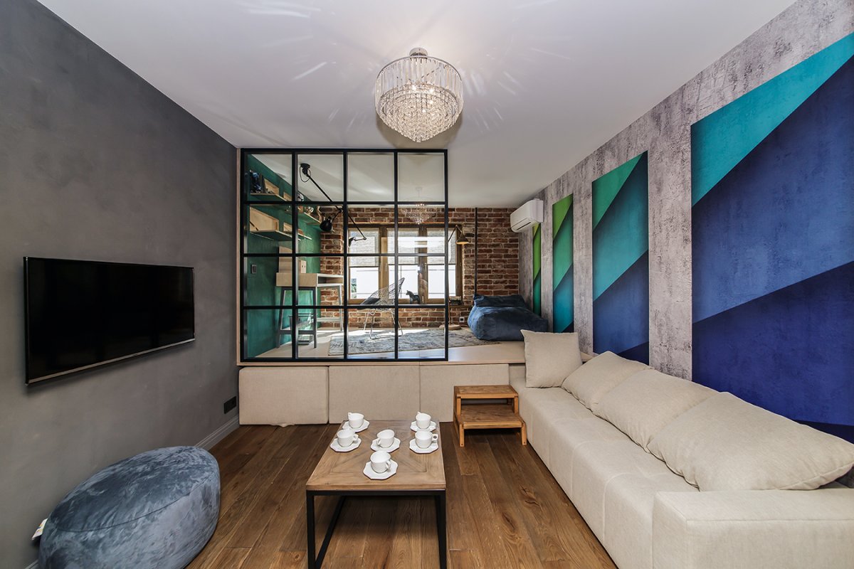 Спальня гостиная лофт