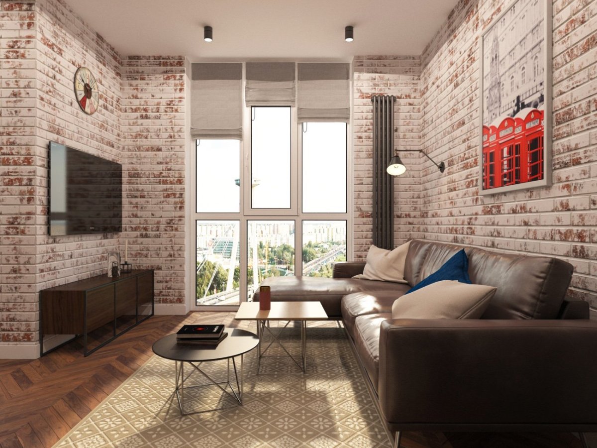 Зонирование гостиной лофт