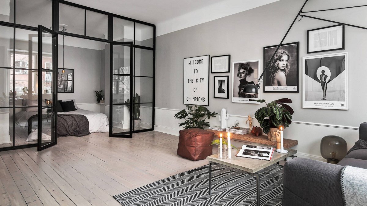 Стеклянные перегородки в интерьере лофт