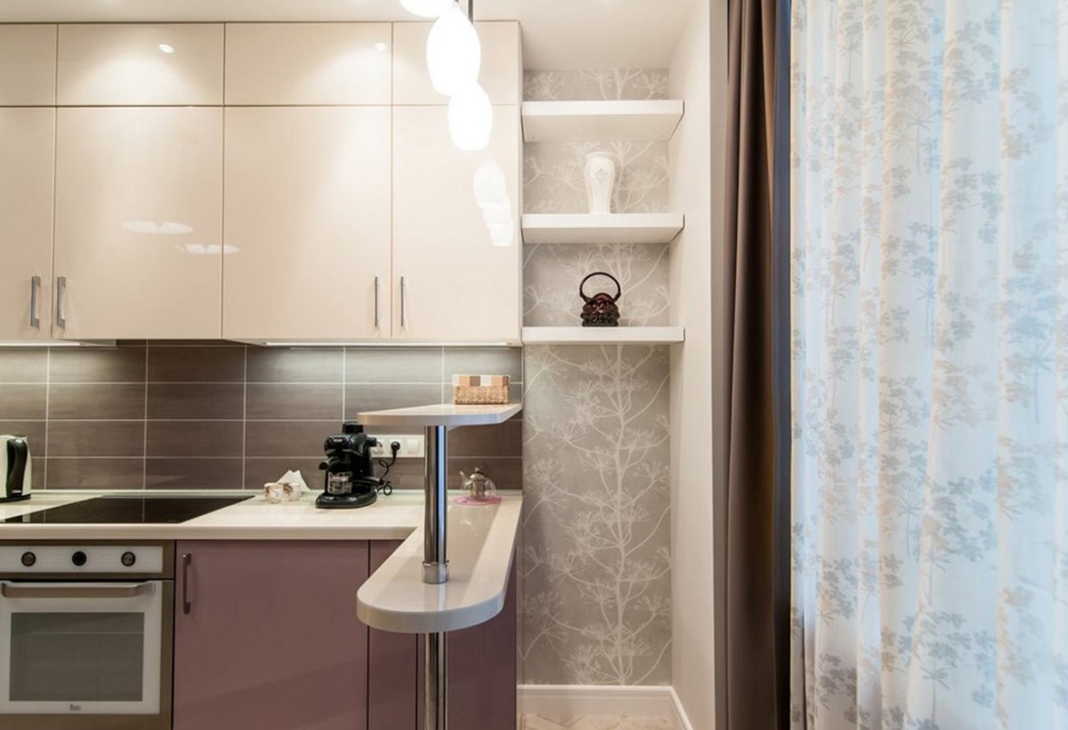 Кухонные гарнитуры пастельных тонов для маленькой кухни