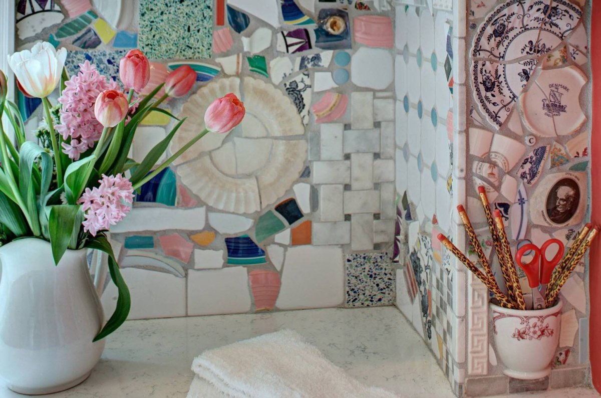 Мозаика из остатков плитки