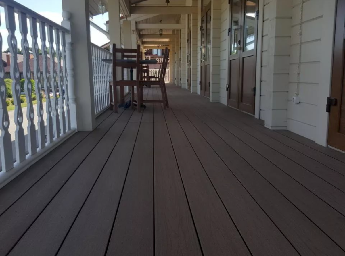 Террасная доска Holzhof шовная "кольца дерева" венге 22*145*6000мм