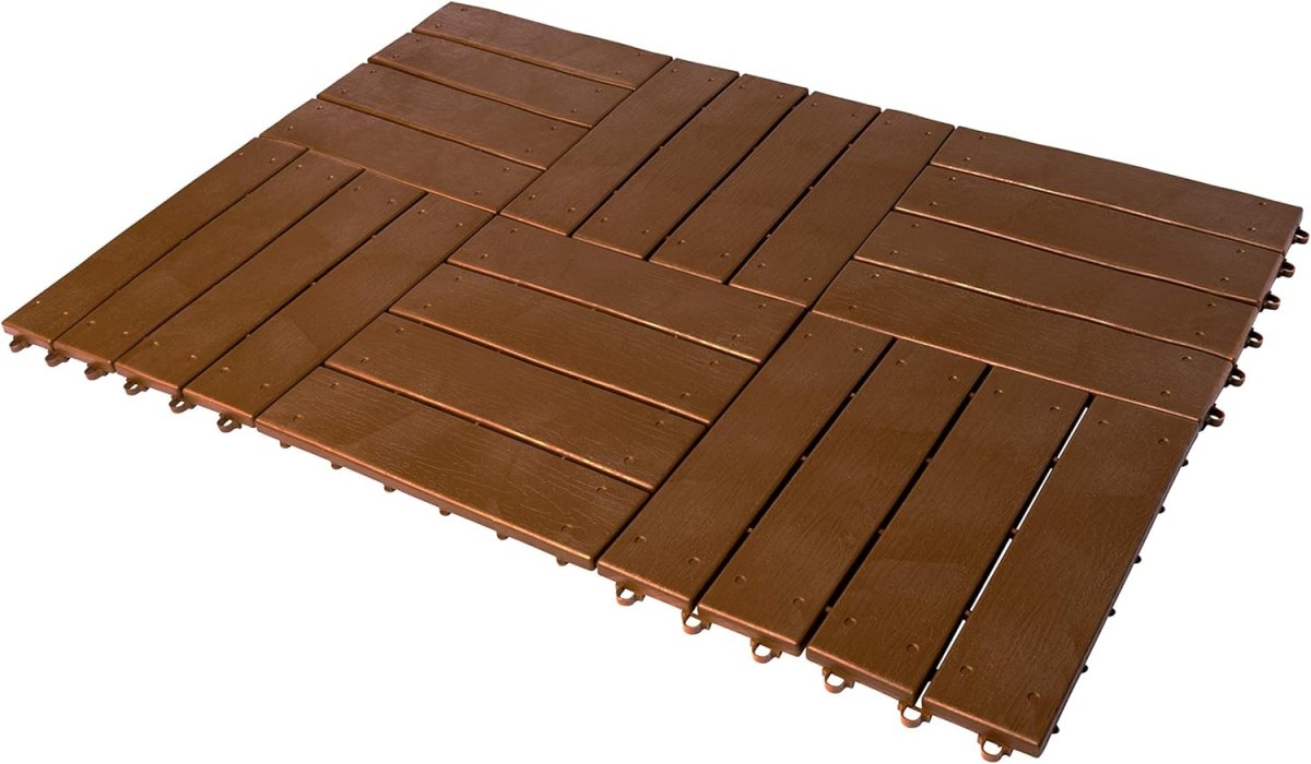 Плитка Садовая 30x30x2.4 см, темная Акация, 12 реек