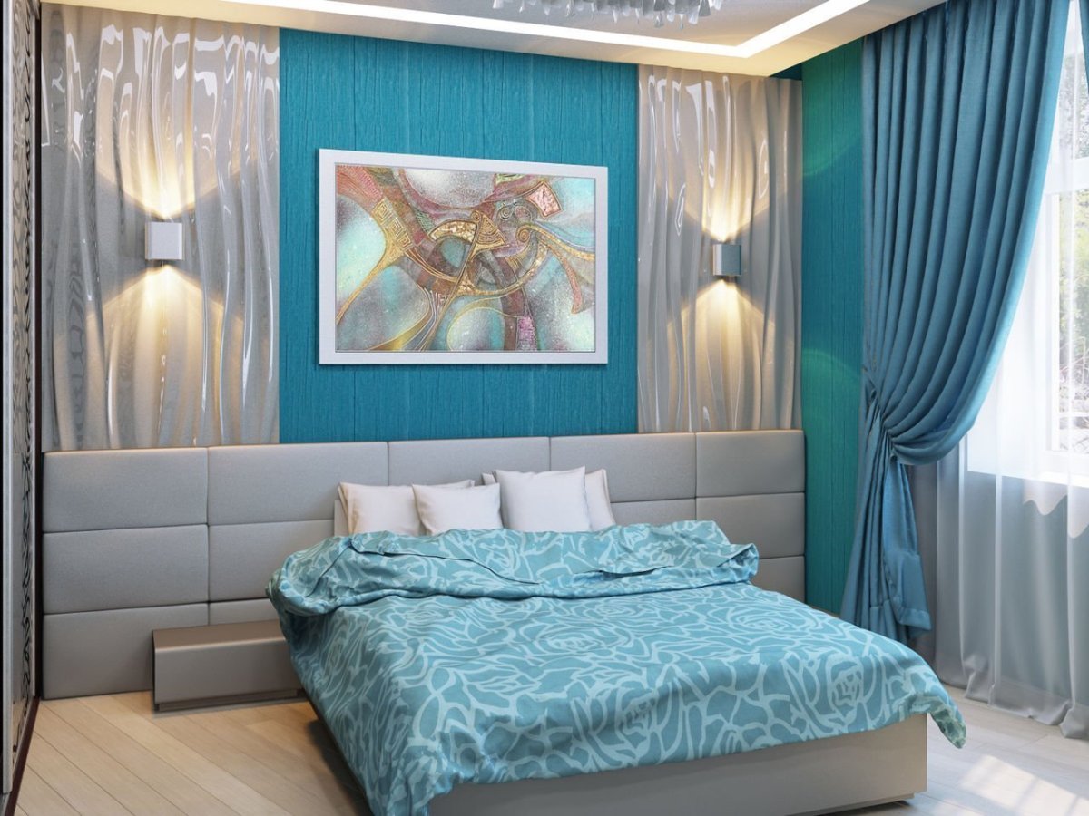 Спальня в бирюзов тонах