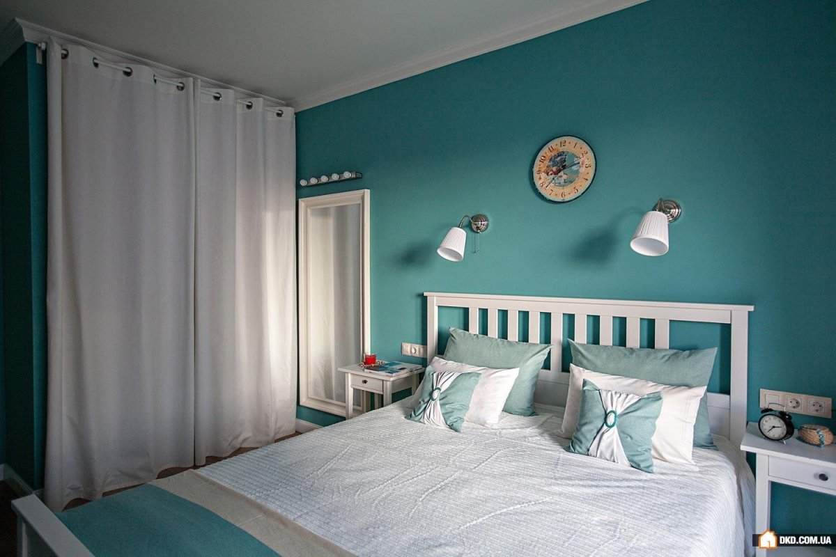 Спальня в бирюзовом цвете