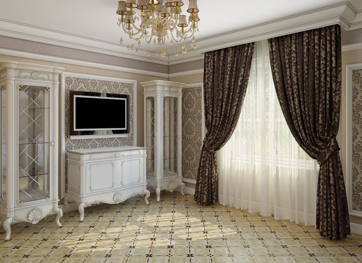 Шторы в гостиную в классическом