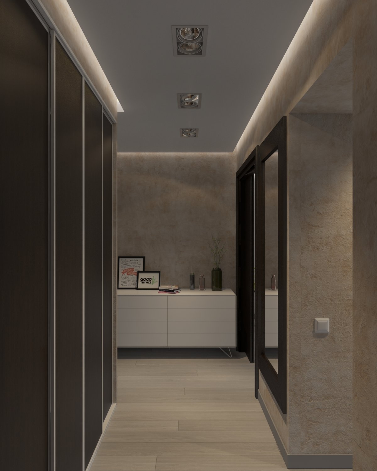 Современный потолок в коридоре