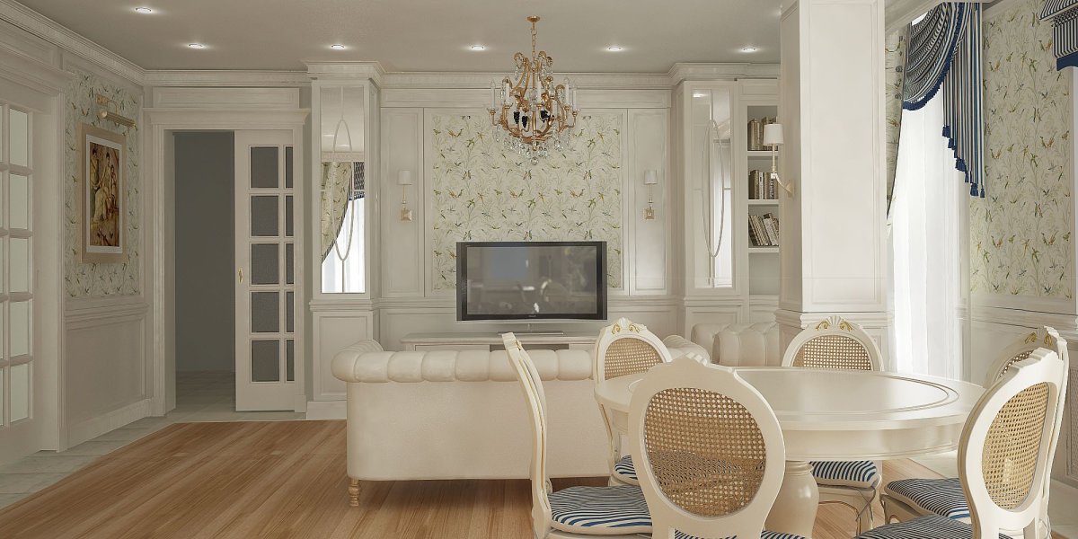 Молдинги в интерьере кухни