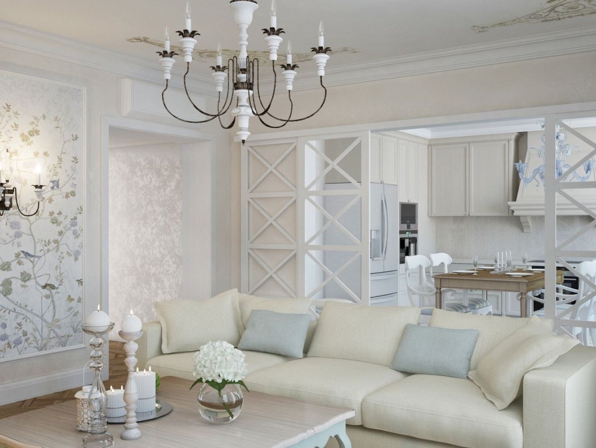 Светлая гостиная в классическом стиле